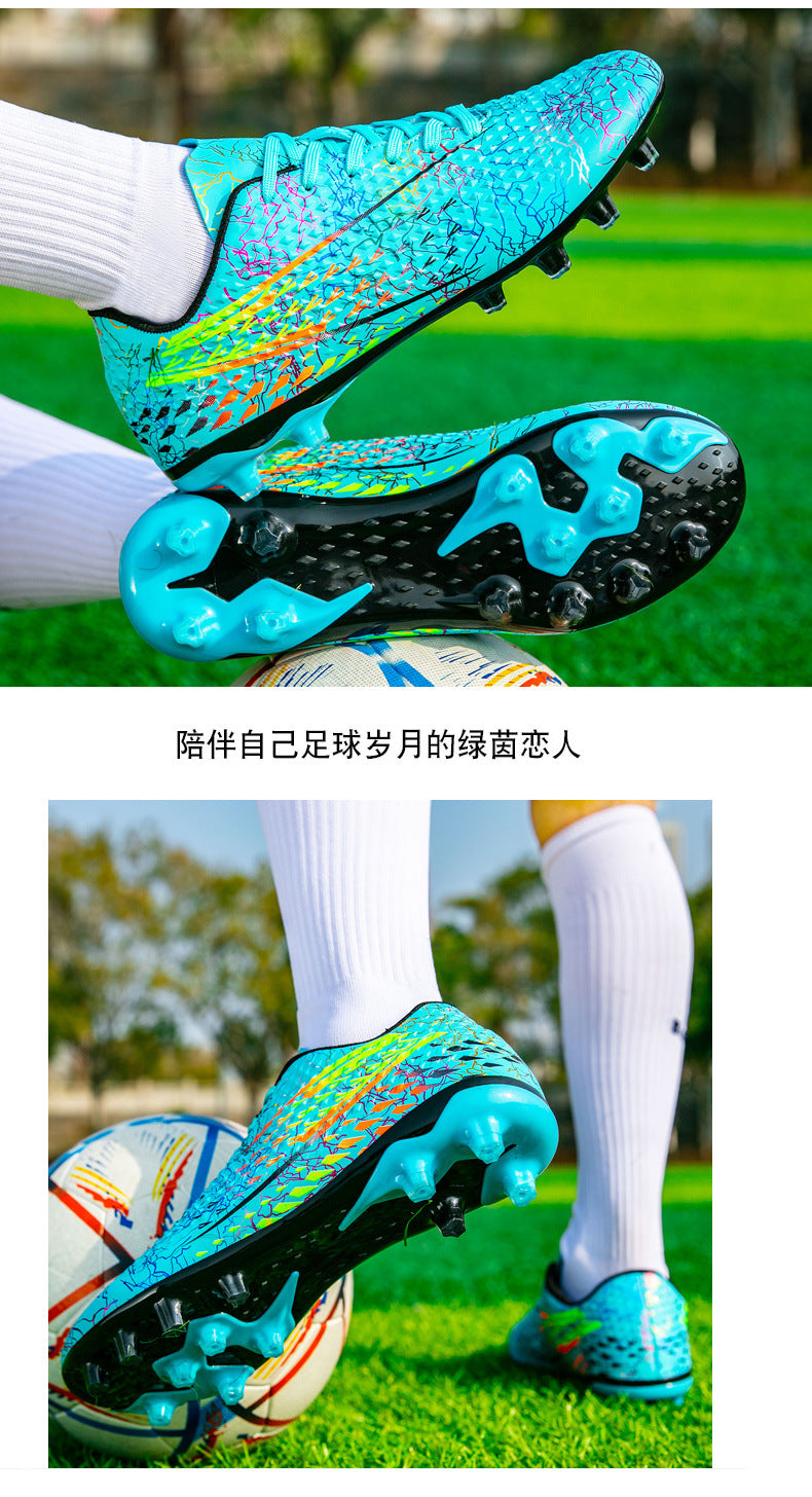 New professional football shoes for men and women AG Long Spike Colorful Multi-Color Youth Student Grass Competition Training Shoes