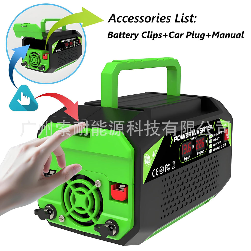 European Standard Socket Car Inverter300W/500W12V Turn220V/230V With dual display/USB/Type-C