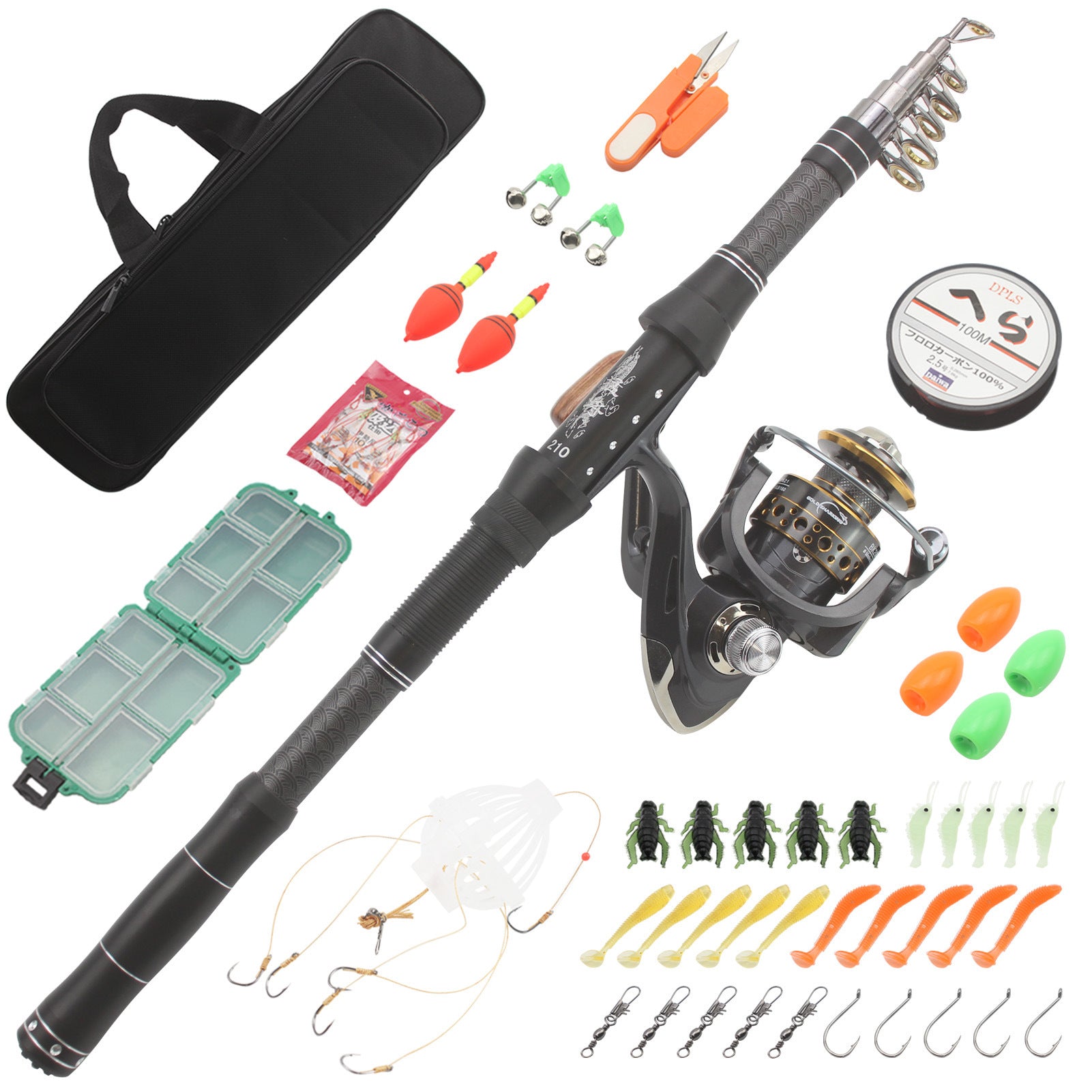 Portable Ultra-Short Fishing Gear Set Carbon Short Sea Rod Spinning Reel Combination European and American FBA Fishing rod