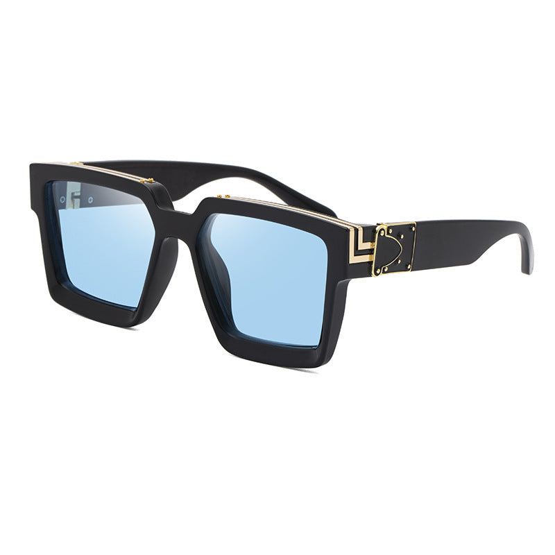 millionaire Large Square Frame Sunglasses for Women, Internet Celebrity Style, 0k Rich Driving Sun Protection Sunglasses for Men86229