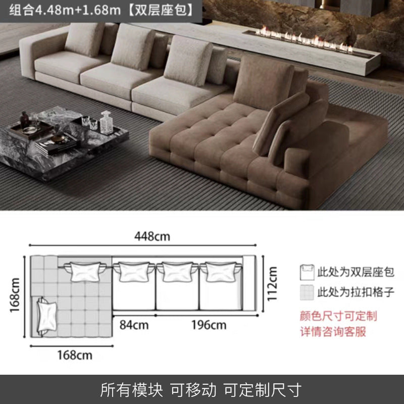 Lawrence Genuine Leather Sofa Italian Minimalist Style for Small and Large Apartments, Villas, and Clients, Corner Sofa, Modern Straight Row Leather Sofa Shipping and tax not included