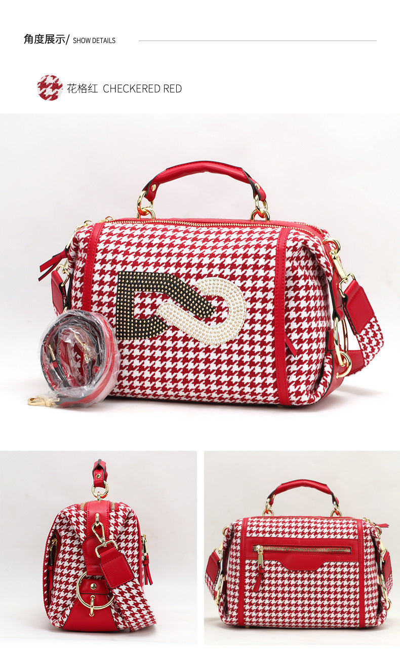 New European and American Trendy Fashion Simple Personality Elegant Versatile Plaid Single Shoulder Handbag Crossbody Women's Bag