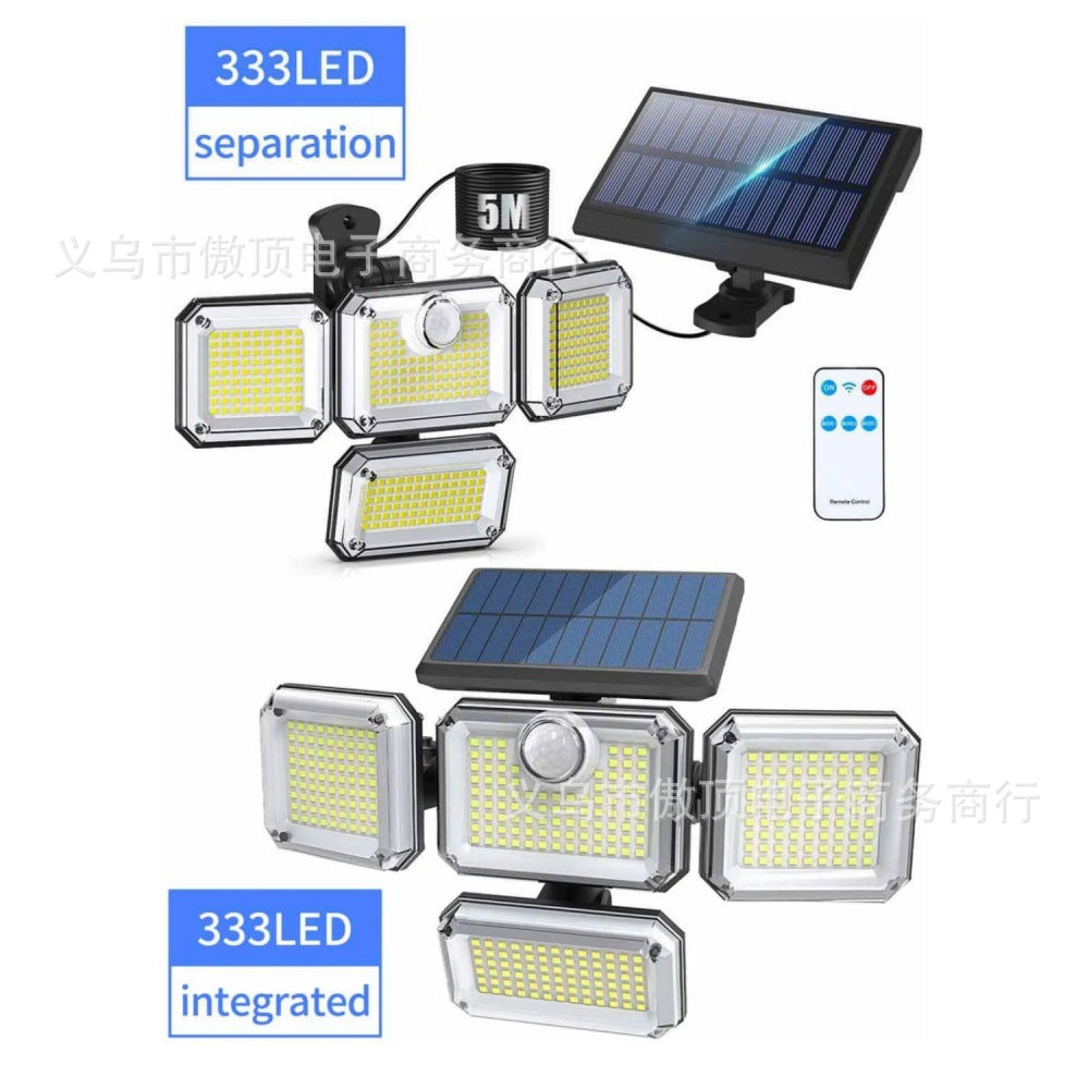New outdoor solar street light wall light333LED Light Strip Remote Control Garden Waterproof Human Body Sensor Light