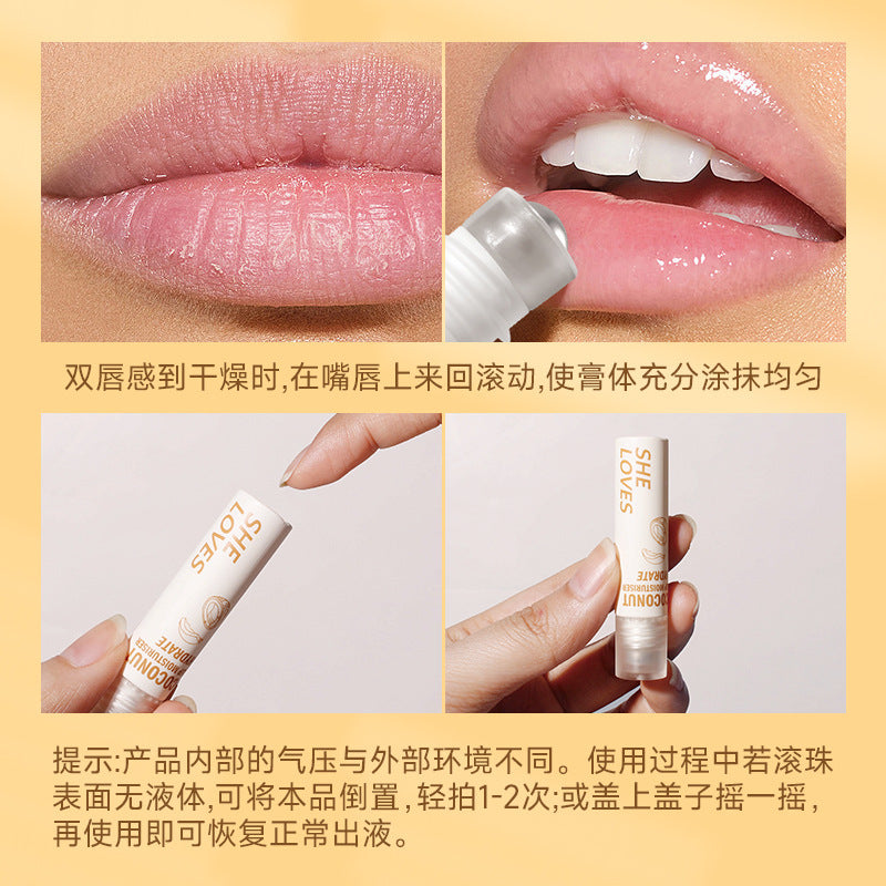Honey Coconut Roll-On Lip Oil Long-lasting lightening lip lines moisturizing nourishing transparent glossy glass lip gloss
