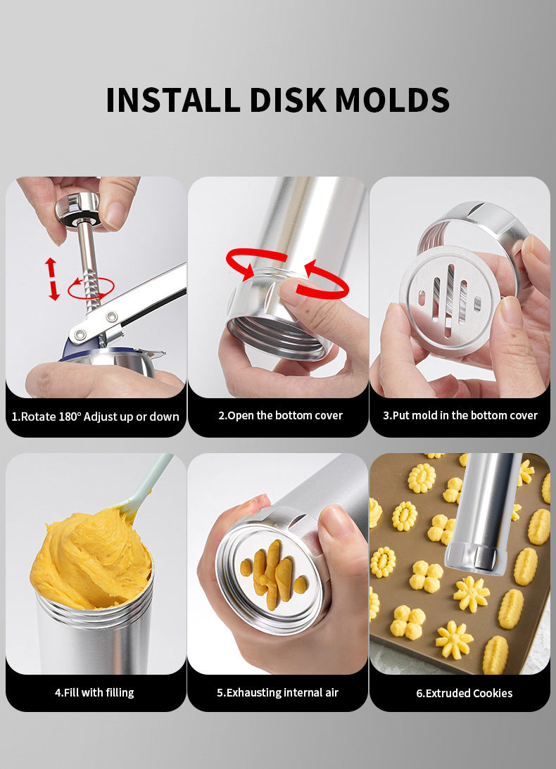 Handheld Aluminum Alloy Decorating Gun Cookie Gun Cream Gun20Piece Set