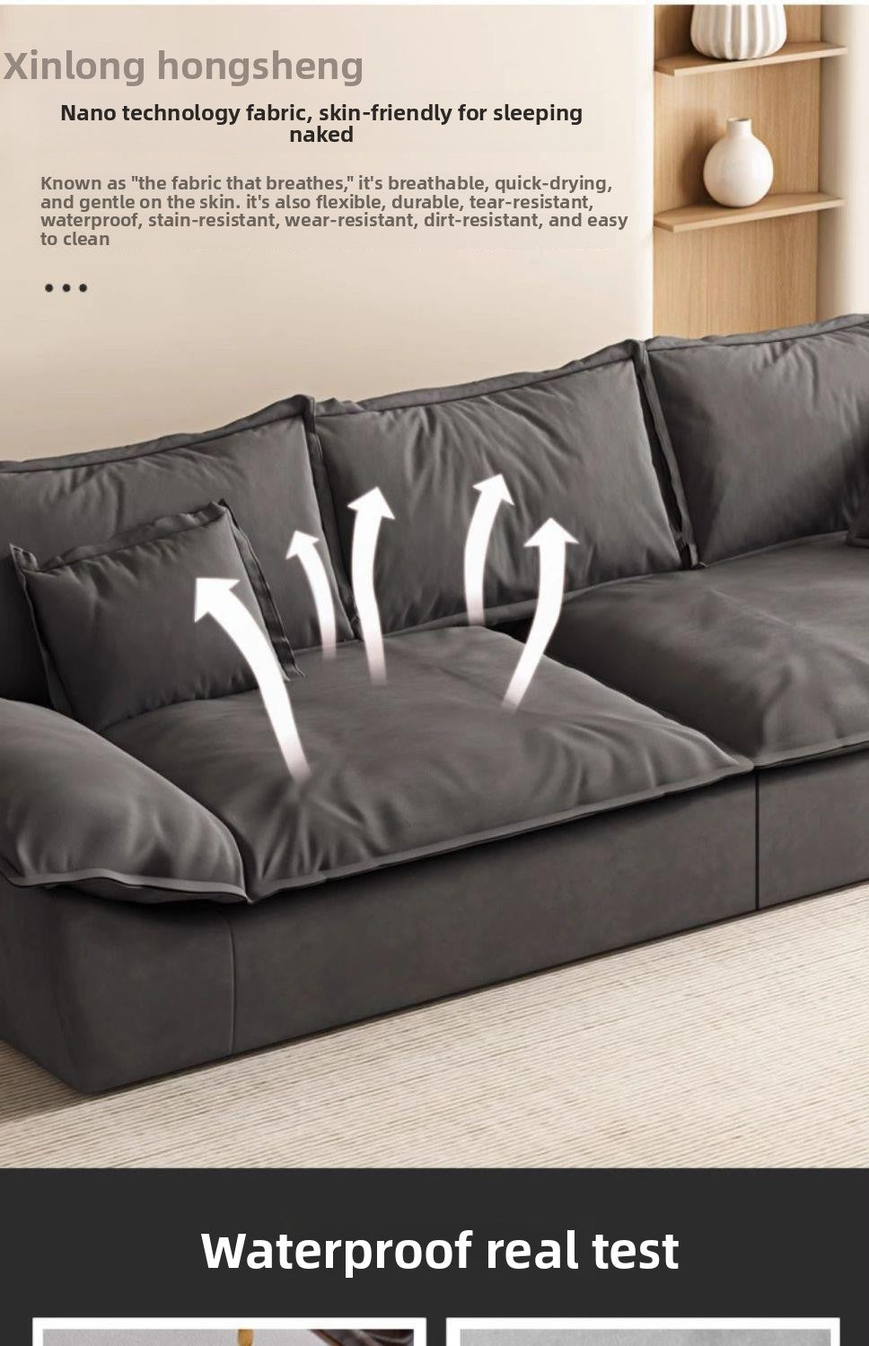 Italian Minimalist Sailboat Sofa Light Luxury Home Living Room Large Sofa Rental House Small Apartment Straight Row Fabric Sofa