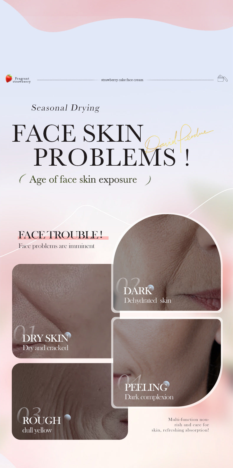 Strawberry Cake Nourishing Cream BIOAOUA Moisturizing skin moisturizing cream  foreign trade wholesale