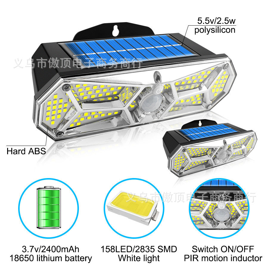 New Outdoor Solar Wall Light LED Human Body Sensor Light Waterproof Street Light Super Bright Garden Courtyard Light
