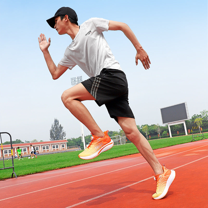 Full Palm Carbon Plate Running Shoes Mesh Ultra-Light Shock Absorption Men and Women Students Racing Jogging Sports Marathon Professional Running Shoes