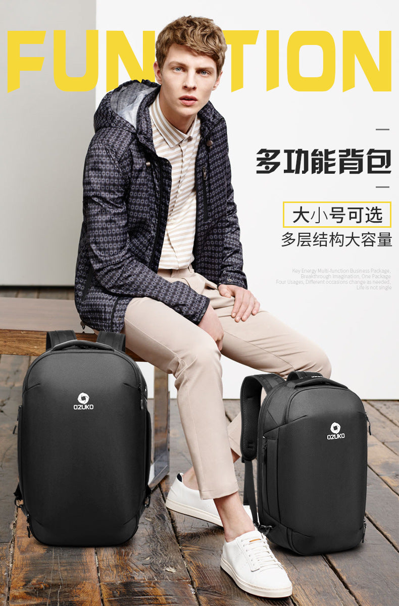 ozuko Business Backpack Men's Computer Backpack Large capacity simple trendy waterproof travel commuter bag