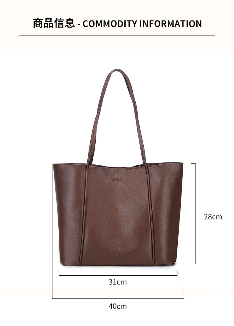Simple Large Capacity Textured Tote Bag Mother Bag Elegant Commuter Handbag Fashion Versatile Shoulder Bag for Women