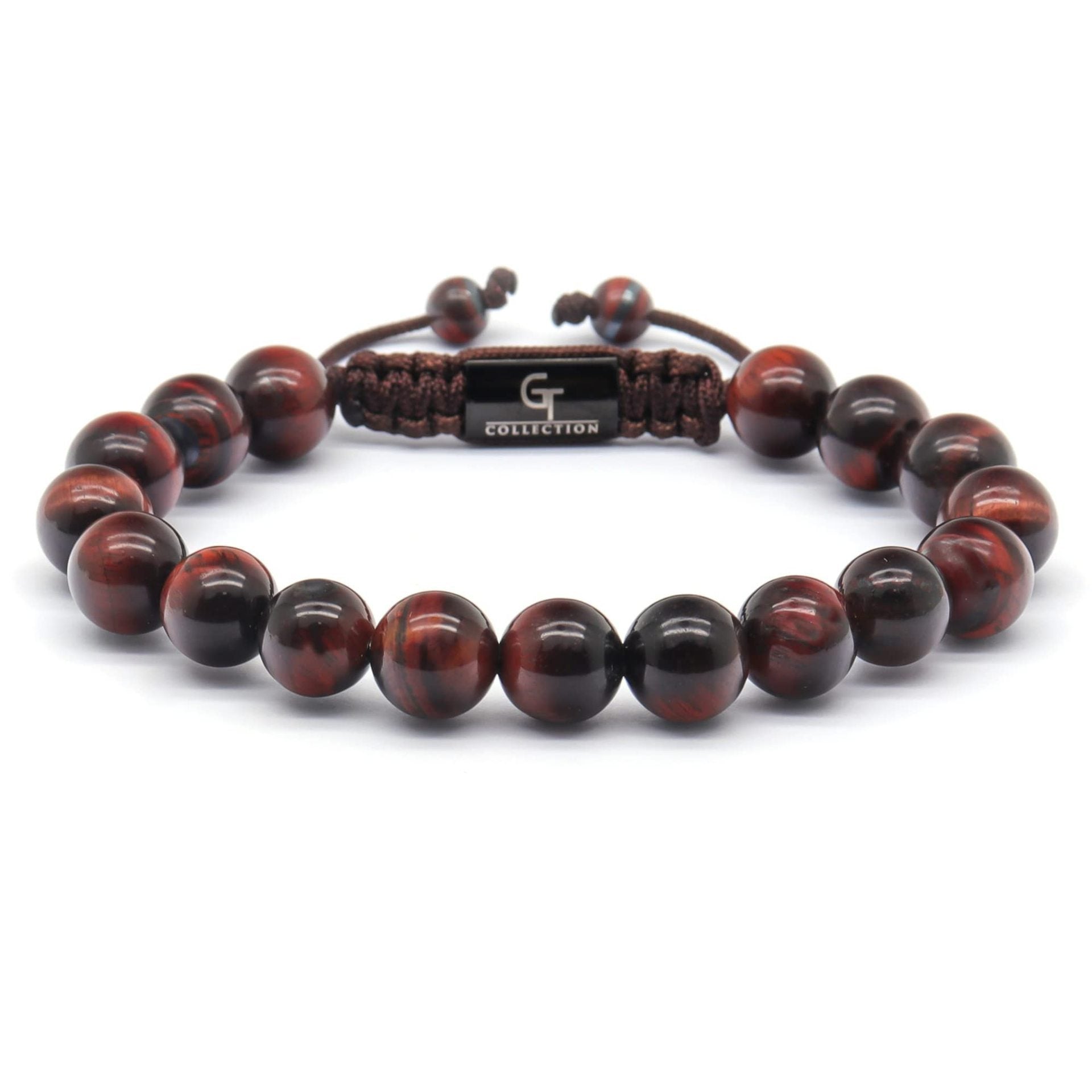Men's Black Matte Woven Bracelet with Natural Stone10mm Beaded Stretch Bracelet Lapis Lazuli Tiger Eye Stone Woven Bracelet