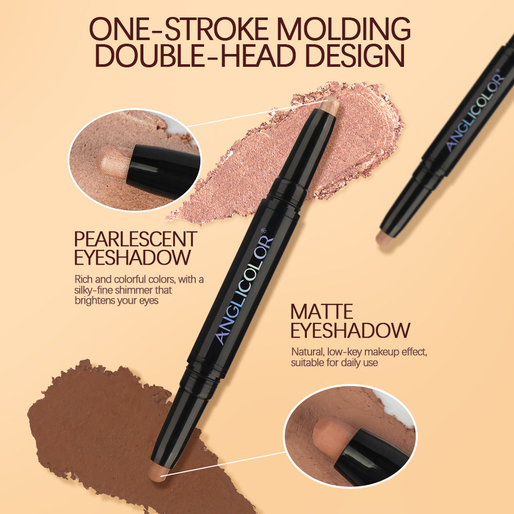 Double-Ended Eyeshadow Stick Long-Lasting Easy to Apply Rotating Fine Shimmer Eyeshadow Pen Highlighter Aegyo-sal Brightening Pen