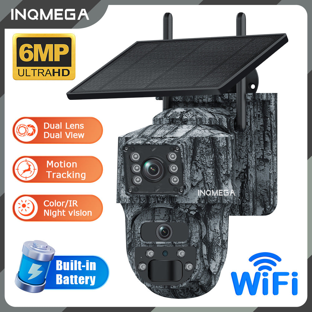 Private Model4G Solar camera dual lens dual view6MP HD Outdoor Camouflage Surveillance Camera