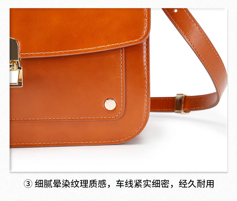 Melard Style Design Top Layer Cowhide Tofu Single Handle Bag Fashion Women's Bag Single Shoulder Crossbody Bag Niche Small Square Bag