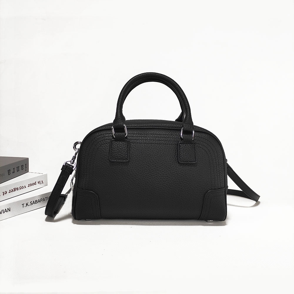 Large Capacity Genuine Leather Bag Top Layer Cowhide Women's Bag Single Shoulder Crossbody Ladies' Bag Handbag Round Bag Fashion Versatile