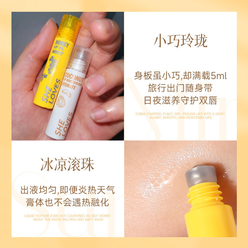 Honey Coconut Roll-On Lip Oil Long-lasting lightening lip lines moisturizing nourishing transparent glossy glass lip gloss