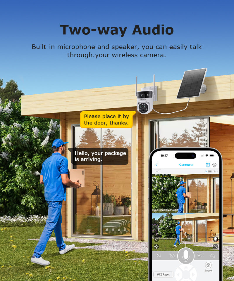New three-eye waterproof solar camera15Times6MP High Definition Wireless Multi-zone Surveillance Gun Ball Machine
