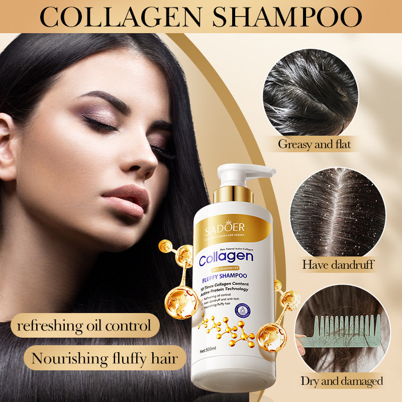 Collagen Anti-Dandruff Shampoo500ml SADOER Smooth Clean Fluffy Shampoo Wholesale
