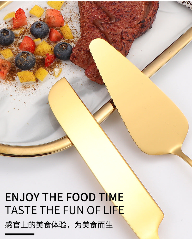 Stainless Steel Cake Knife and Spatula Set for Home Use gold Bread Knife and Spatula Restaurant Pizza Dessert Spatula Baking Utensils