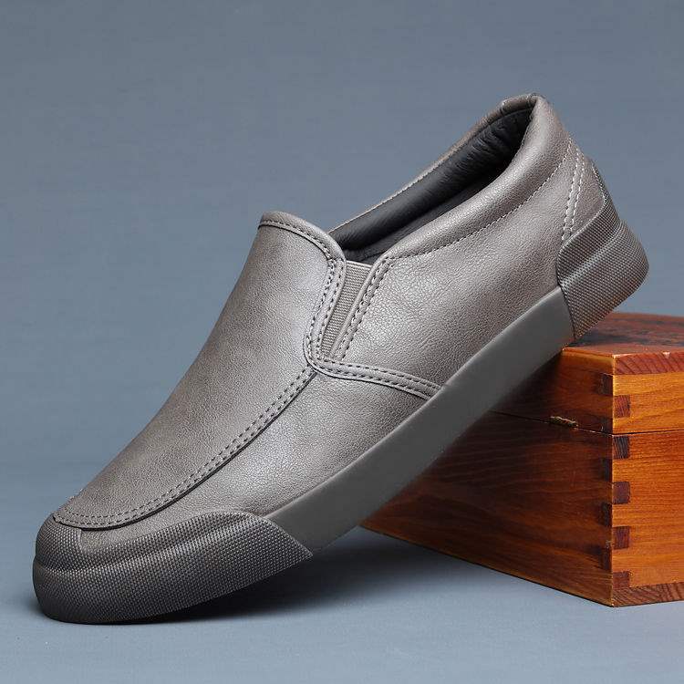 Men's Shoes Spring and Autumn Men's Casual Leather Shoes Slip-On Korean Style Versatile Trendy British Shoes Men's Trendy Shoes Sneakers