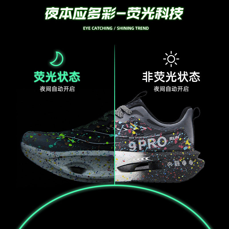 Autumn New Red Rabbit9Fluorescent Parent-Child Comfortable Sports Shoes High Elasticity Really Soft Sole Carbon Plate Wear-Resistant Running