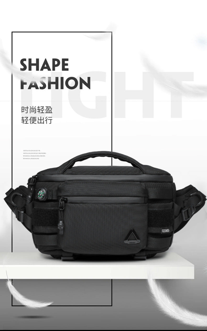 OZUKO Men's Waist Bag Waterproof High-End Crossbody Bag Chest Bag Tactical Trendy Portable Functional Travel Bag