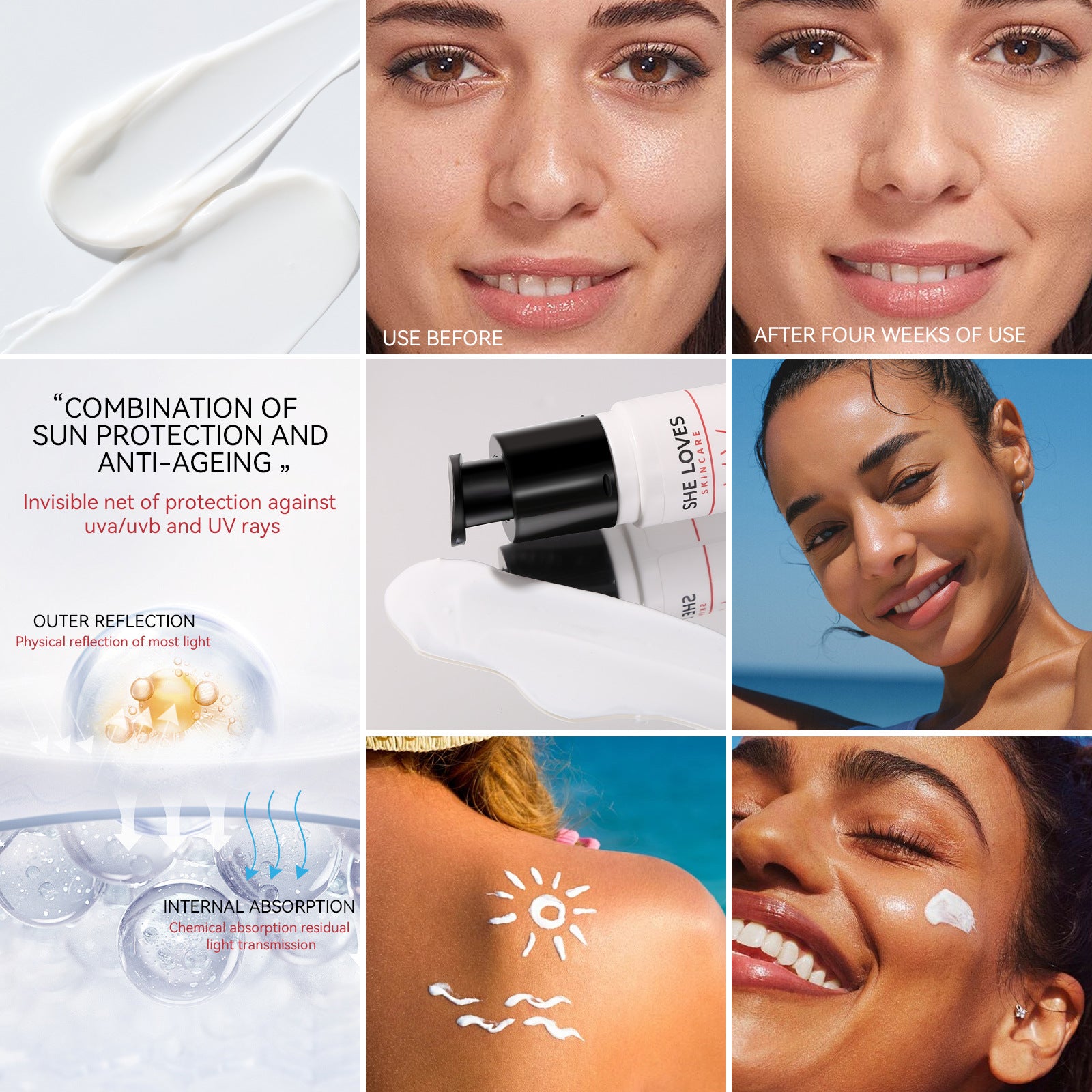 Exclusive Supply sheloves Sun Protection50+++Mild and non-irritating isolation protective face and body lotion
