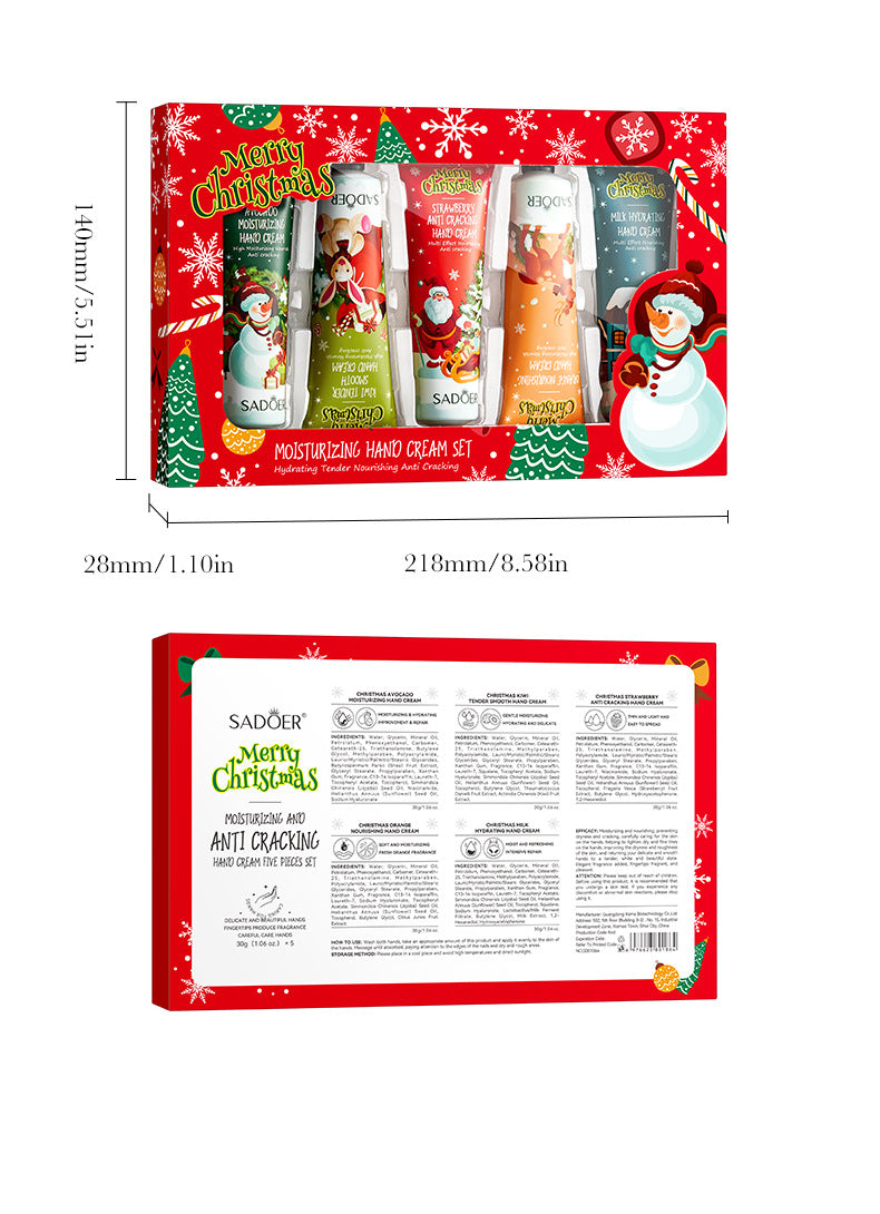 Christmas Moisturizing Anti-Chapped Hand Cream Five-Piece Set SADOER Autumn and winter hand cream  foreign trade wholesale