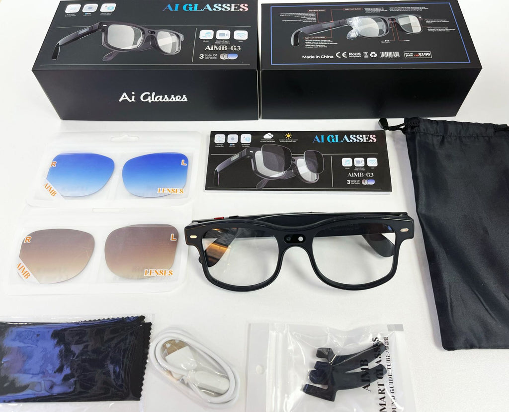 AIMB-G3Smart Glasses800100 Megapixel Camera1200P Video Recording Color Changing Lenses AI Simultaneous interpretation
