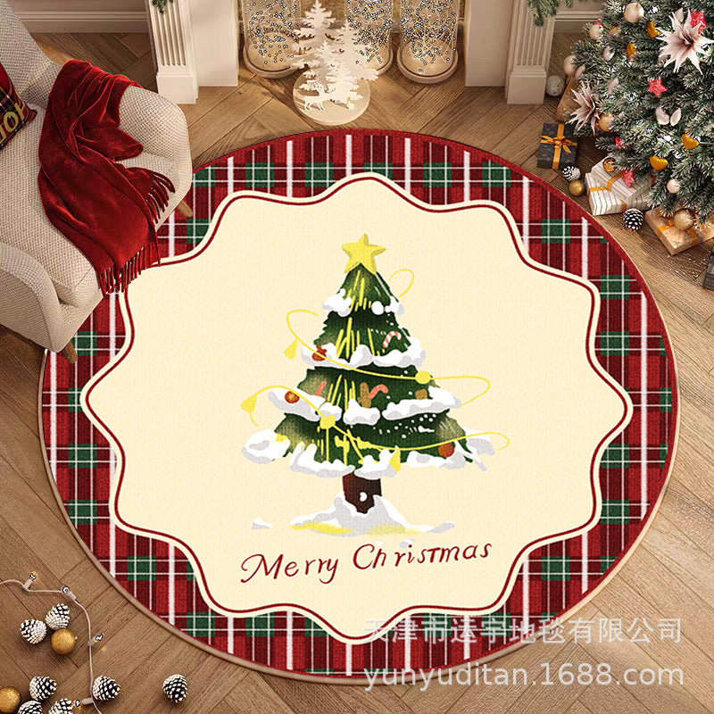 Christmas Carpet Round Living Room Mat Christmas Decoration Atmosphere Mat Christmas Tree Mat Labeling and Shipping