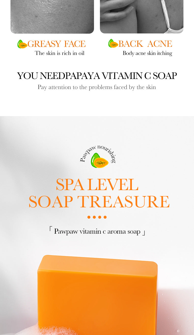 Papaya Handmade Soap100g BIOAOUA Vitamin C Cleansing and Bath Soap Cross-Border Wholesale