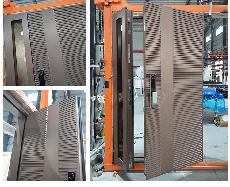 Customized Modern Metal Aluminum Pivot Front Entry Stainless Steel Pivot Security Entrance Doors With Sidelight