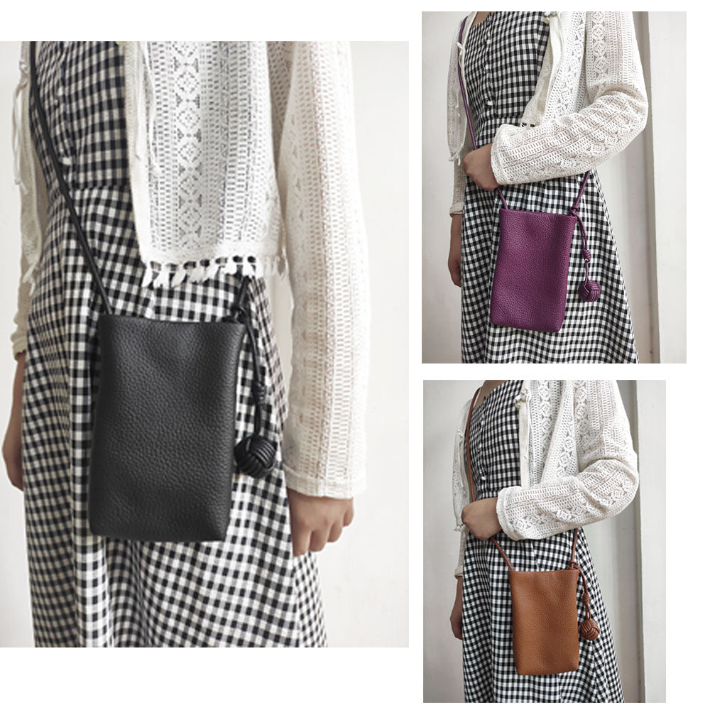 Mini Genuine Leather Phone Bag for Women togo Top Grain Leather Small Square Bag2025New Fashion Simple Versatile Crossbody Bag