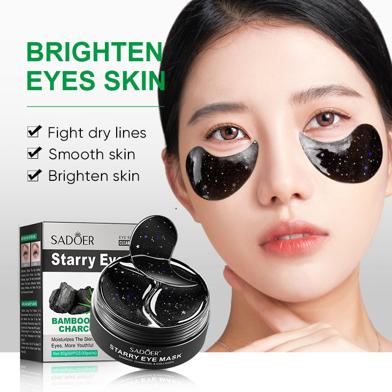 Boquan Ya Peach Eye Mask Box Set Starry Sky Bamboo Charcoal Rose Moisturizing Improves Dark Circles Export Manufacturer Wholesale