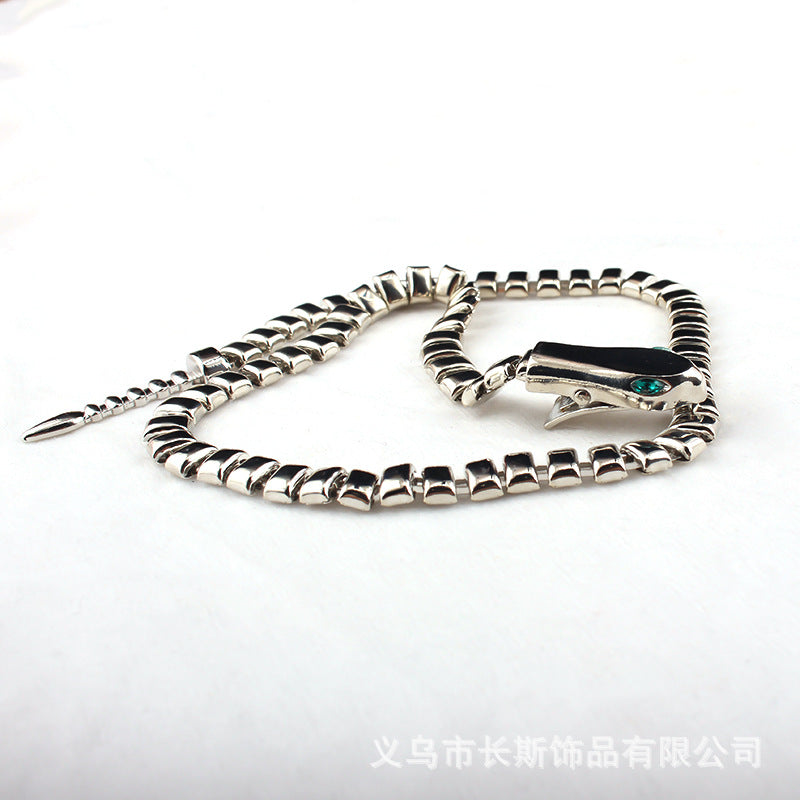 European and American Men's Snake-Shaped Bracelet, Unique Snake Year Bracelet, High-End Alloy Jewelry, Women's Minimalist Snake Chain