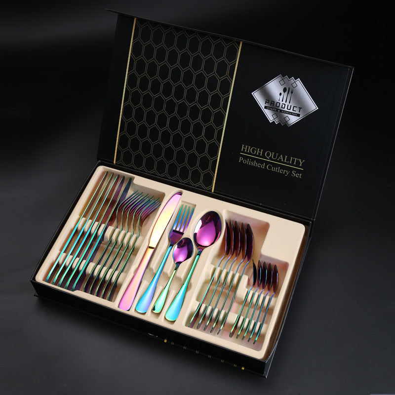 1010Cutlery Set Hotel Holiday Steak Western Food Tableware24Gift Set Wooden Box