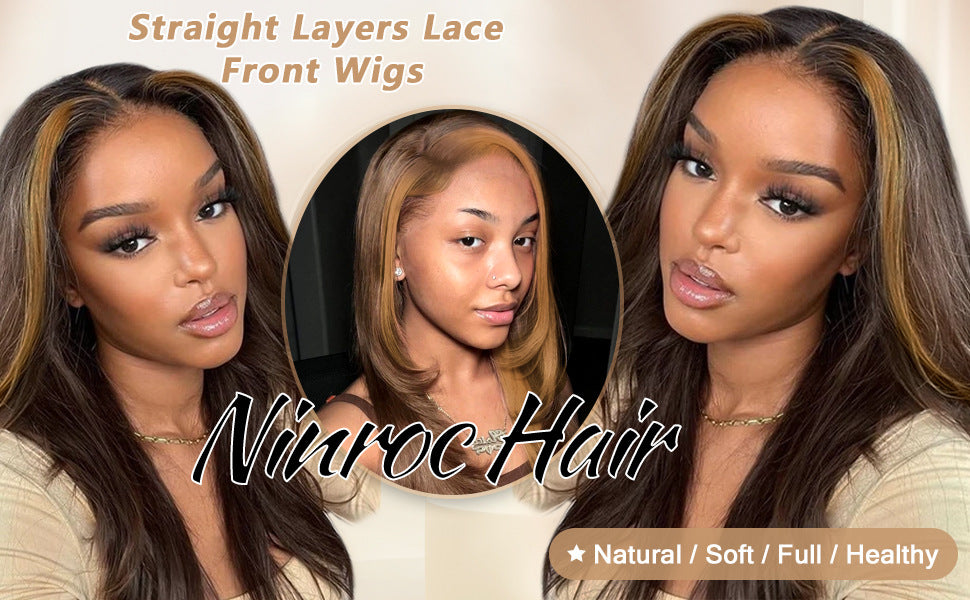Synthetic Full Wig European and American Foreign Trade Hot-Selling Wig Highlight Straight Wig