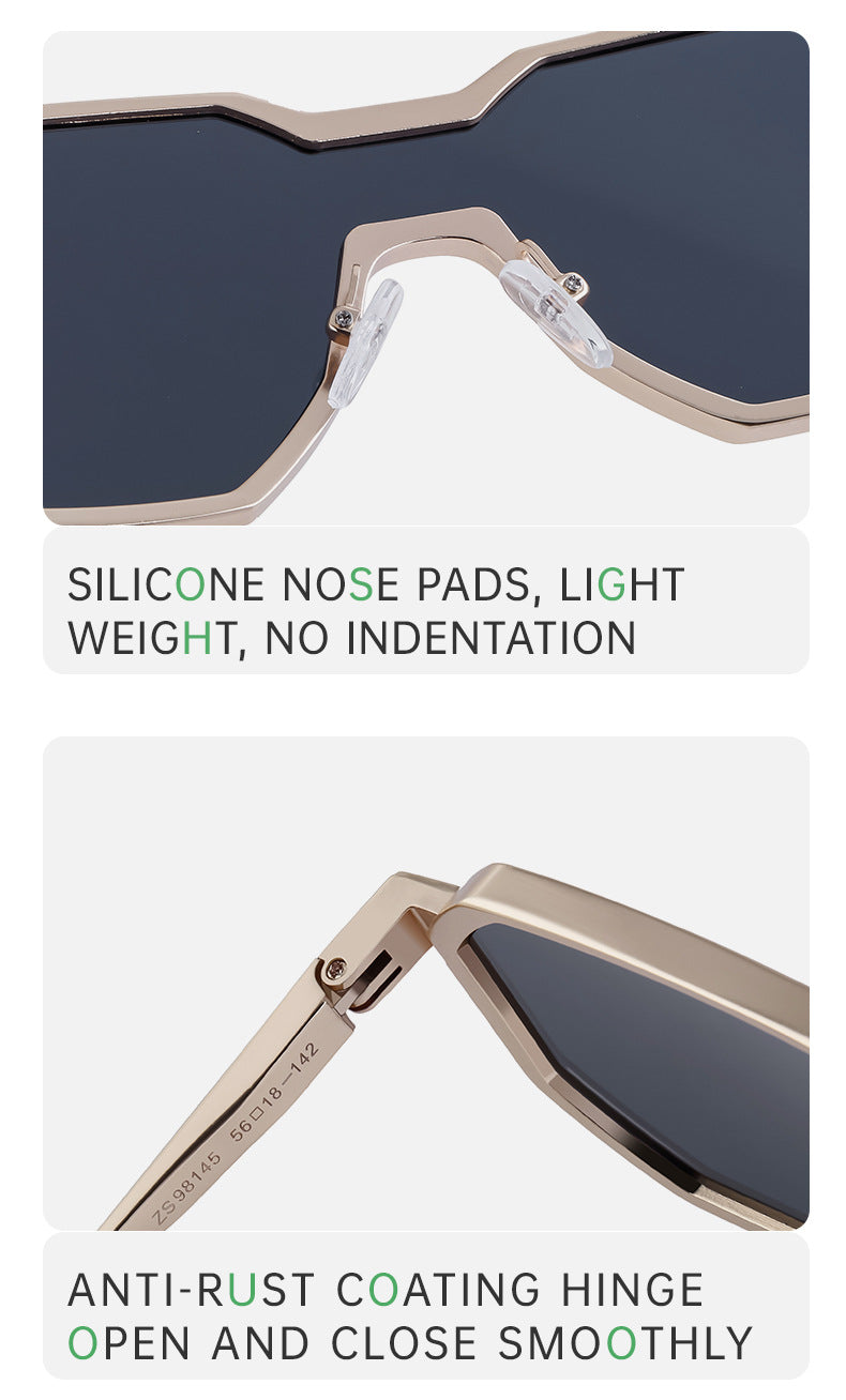 Irregular Steampunk Style Sunglasses European and American Metal Full Frame Integrated Sunglasses for Men Driving Glasses Wholesale