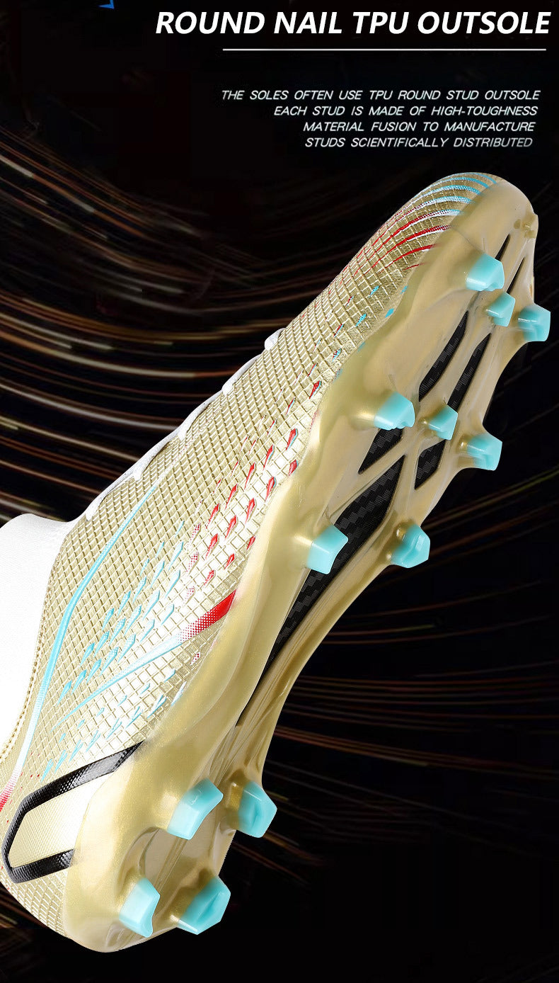 New football shoes for men and women AG Long Spike gold Competition Student Training Shoes Artificial Turf TF Wholesale of Broken Nails