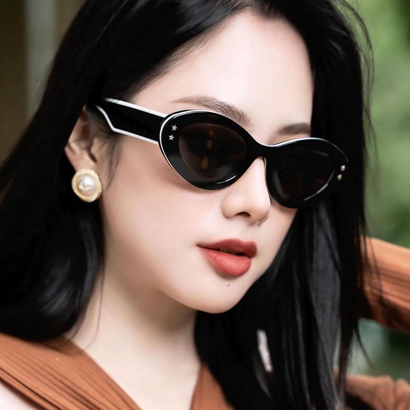 New Wide Mirror Leg Cat Eye Sunglasses for Women, European and American Fashion, High-End Feel Sunglasses sunglasses