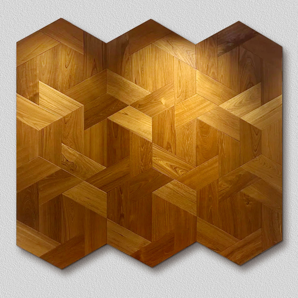 Custom 15mm Hexagon Oak Parquet Flooring | Multilayer Engineered Waterproof Anti-slip Oak Floor for Outdoor Park Use Luxury