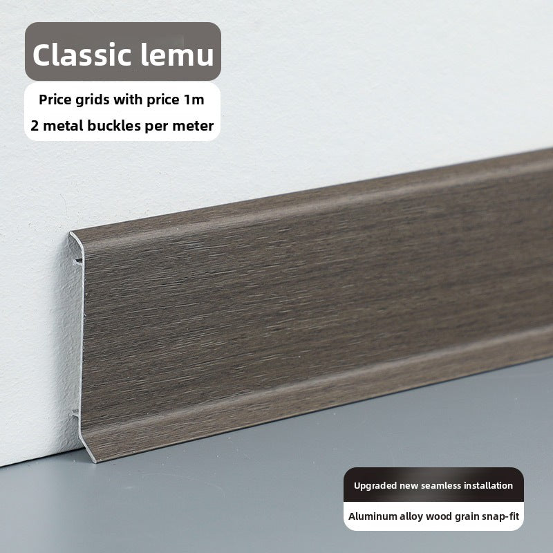 Thickened aluminum alloy skirting board, snap-on metal baseboard, self-adhesive, seamless, stainless steel skirting board for home use