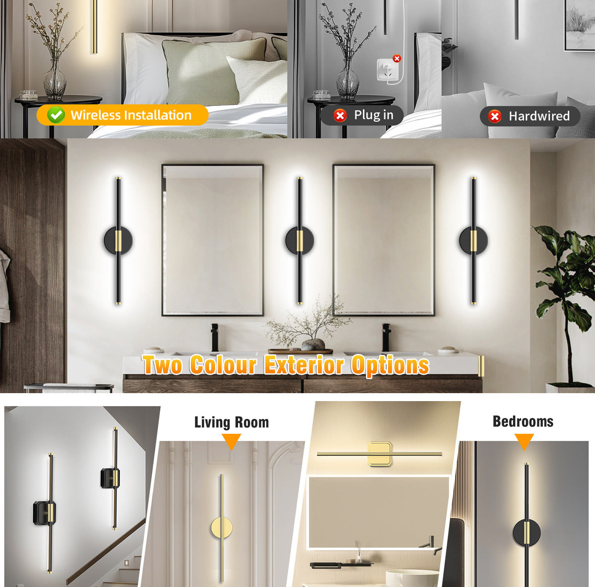 Dual-Head Detachable Wall Lamp No Wiring Required Wall Lamp Reading Wall Lamp Dimmable Wall Lamp Indoor Wall Lamp Magnetic Wall Lamp