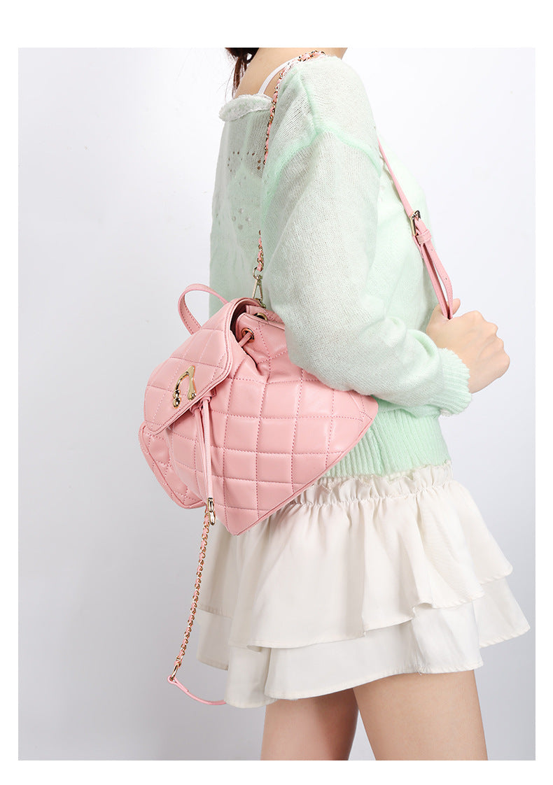 Chanel Style Quilted Design Simple Backpack for Women Mini Version Versatile New Niche High-end Small Backpack with Chain