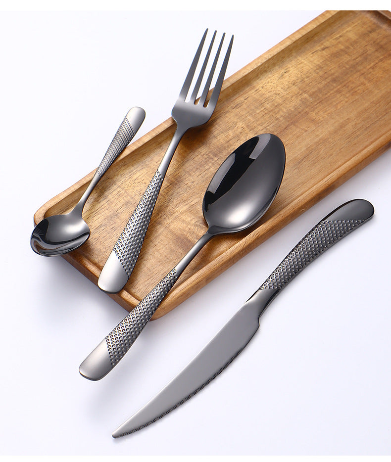 Stainless Steel Western Cutlery Star Diamond Knife Fork Spoon24Western-style Steak Knife, Fork, and Spoon Gift Set