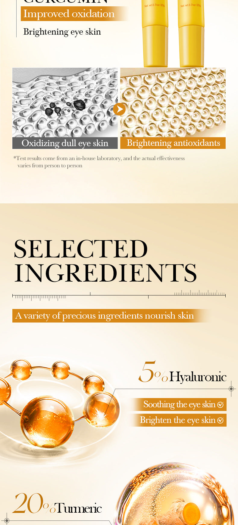 Turmeric Antioxidant Skin Rejuvenation Eye Cream BIOAOUA Brightening, moisturizing and moisturizing eye cream cross-border foreign trade wholesale