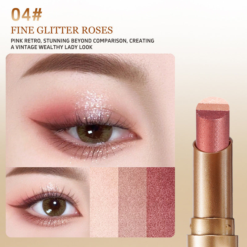 One-Stroke Gradient Lazy Three-Color Eyeshadow Stick Matte Shimmer Pearl Highlight Eyeshadow Pen