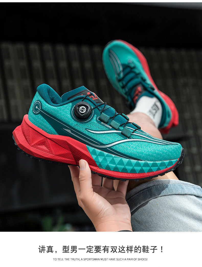 Full Palm Carbon Plate Sports Running Shoes Double Layer Popcorn Outdoor Trail Running Shoes Marathon Men's and Women's Shoes