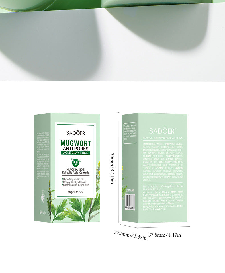 Solid Face Mask40g SADOER Vitamin C Aloe Vera Mugwort Cleansing Mud Mask  Wholesale